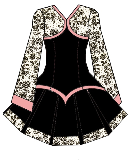 Black velvet for the base, with a (faux) silk with velvet roses fabric for the bolero and old pink accents.