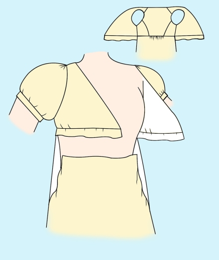 Regency dresses - Cross-over Apron front